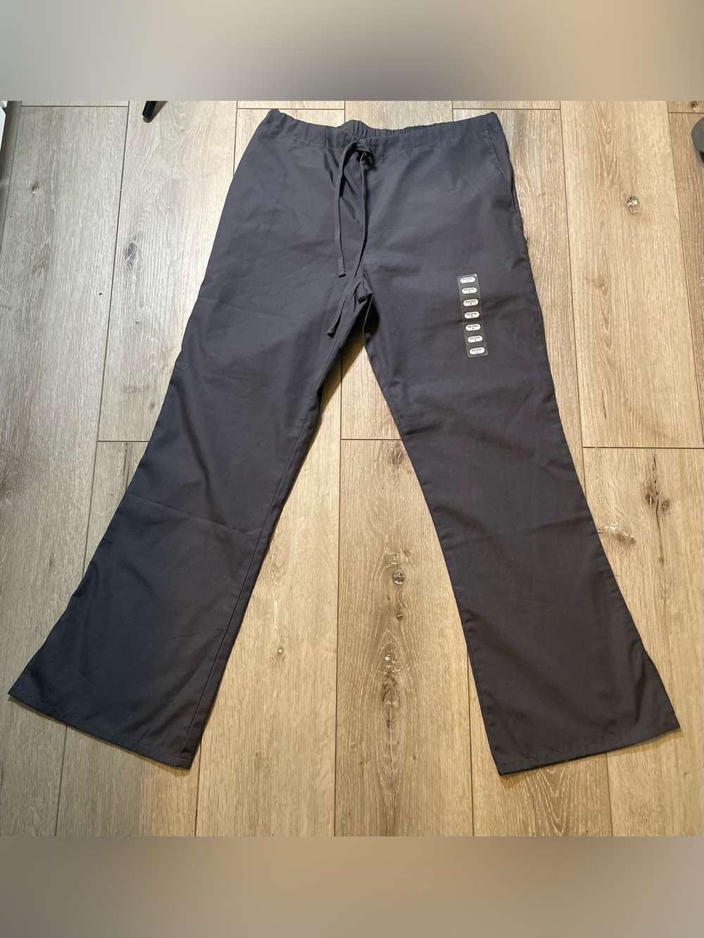 NWT Cherokee Workwear Petite Small Gray Scrub‎ Pants Drawstring Flare Leg